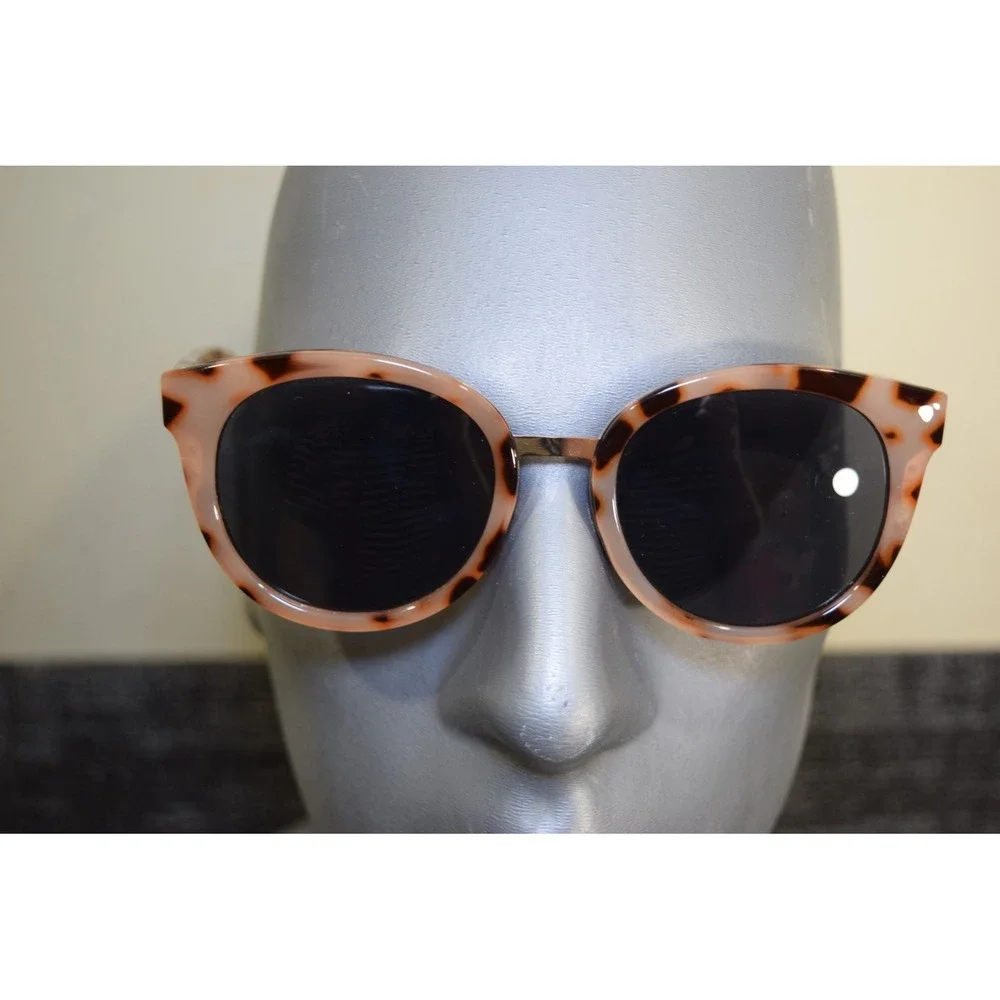 J Crew Womens Pink Tortoise Shell Round Sunglasses with Gold Metal Bridge